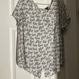 Torrid Black and White Script Blouse